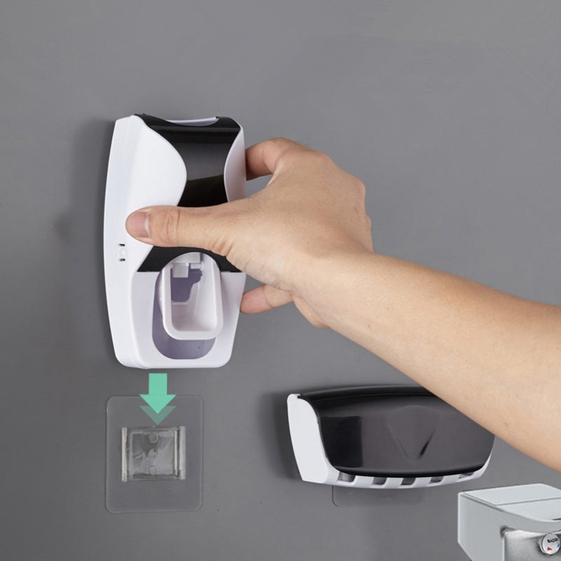 Wall Mounted Toothbrush Storage Rack with Toothpaste Squeezer