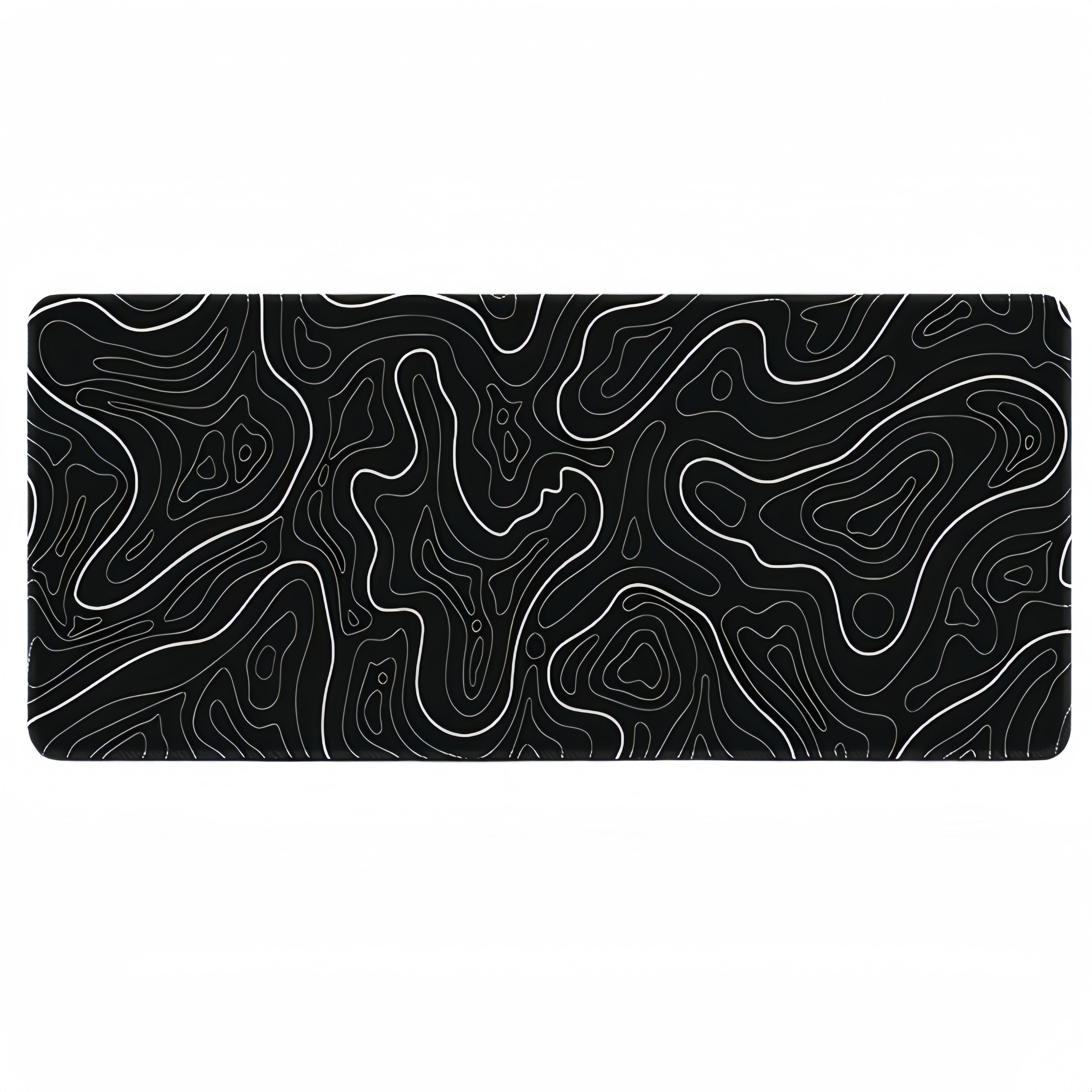 Anti-Slip Topographic Black and White Mouse Pad for Keyboard - 30x80cm
