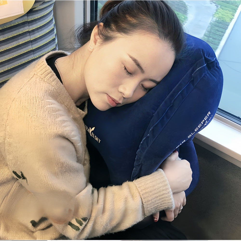 Portable Chin Support Inflatable Travel Neck Pillow Office Nap Rest Support Pillow