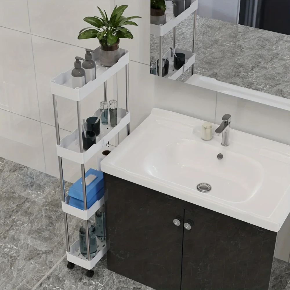 Multi-purpose Portable Bathroom Storage Rack on Wheels