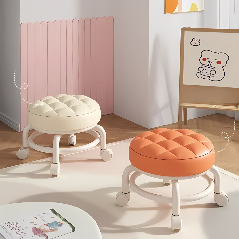 Multi-Functional Pulley Low Stool with Universal Wheels