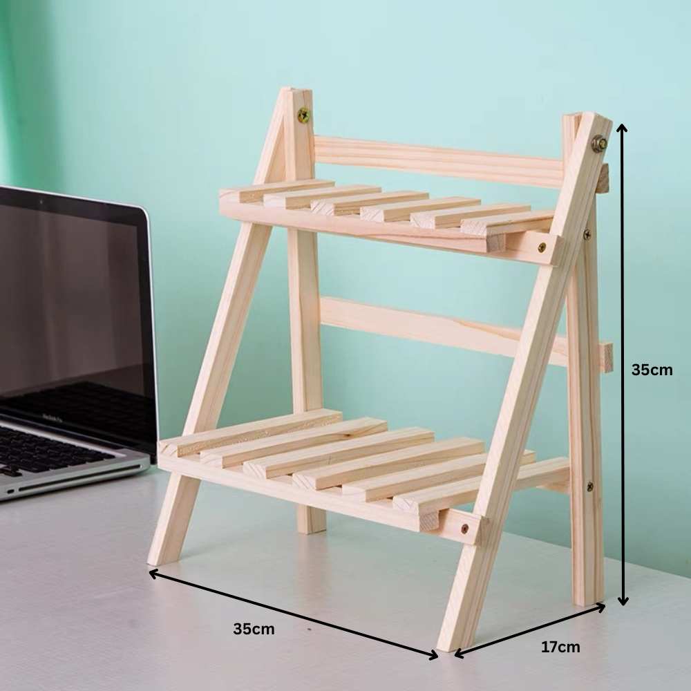 2-Tier Wooden Desktop Storage Shelf