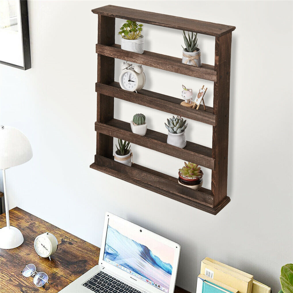 Wall Mount Wooden Spice Rack Holder