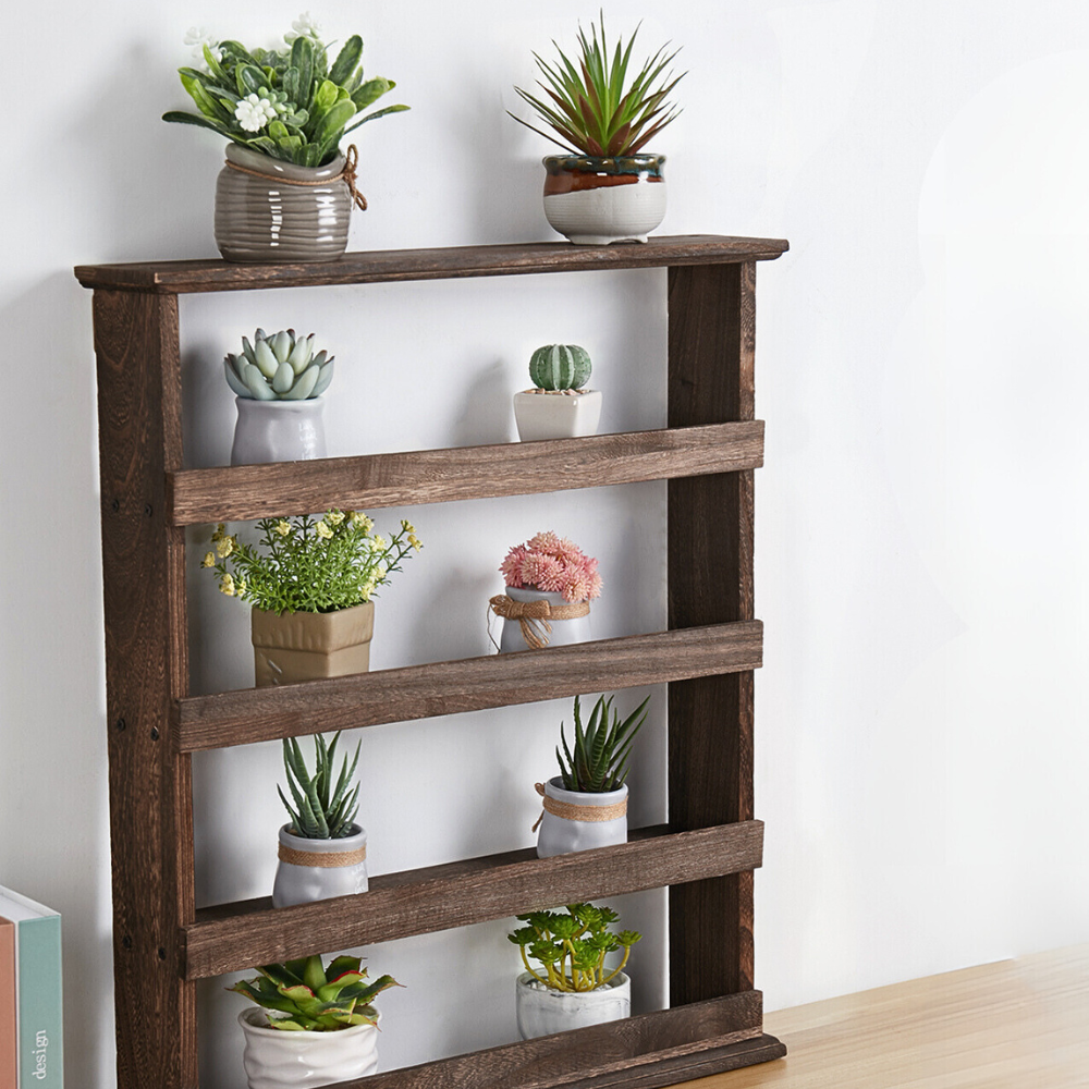 Wall Mount Wooden Spice Rack Holder