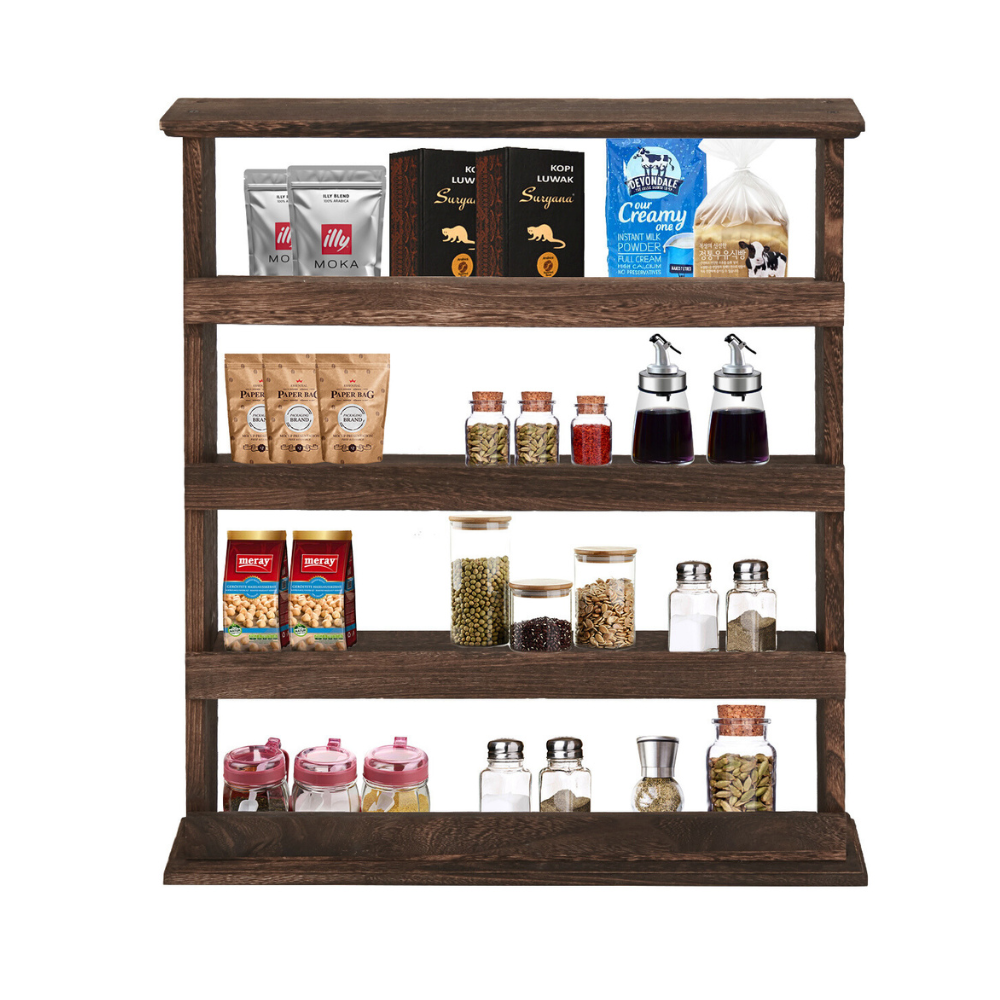 Wall Mount Wooden Spice Rack Holder