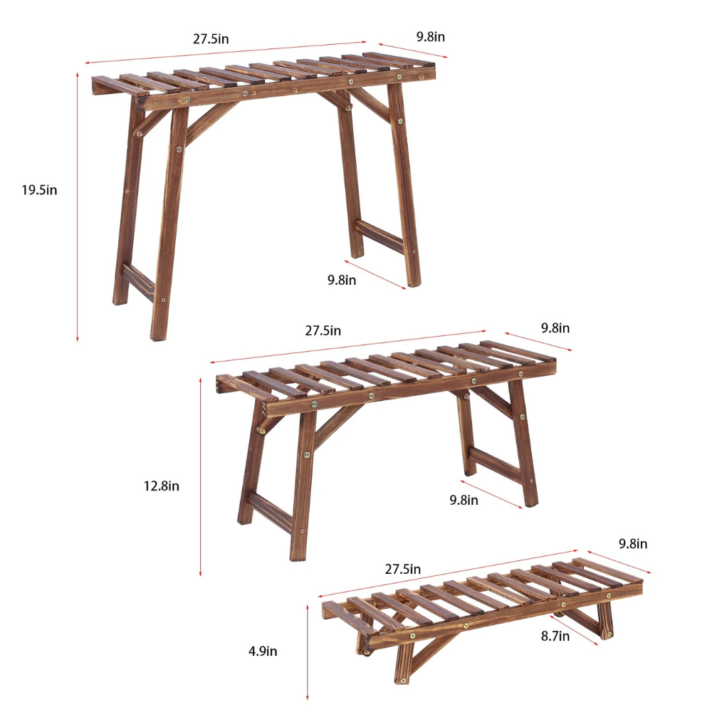 3 Tier Freestanding Ladder Shelf Wood Plant Stand