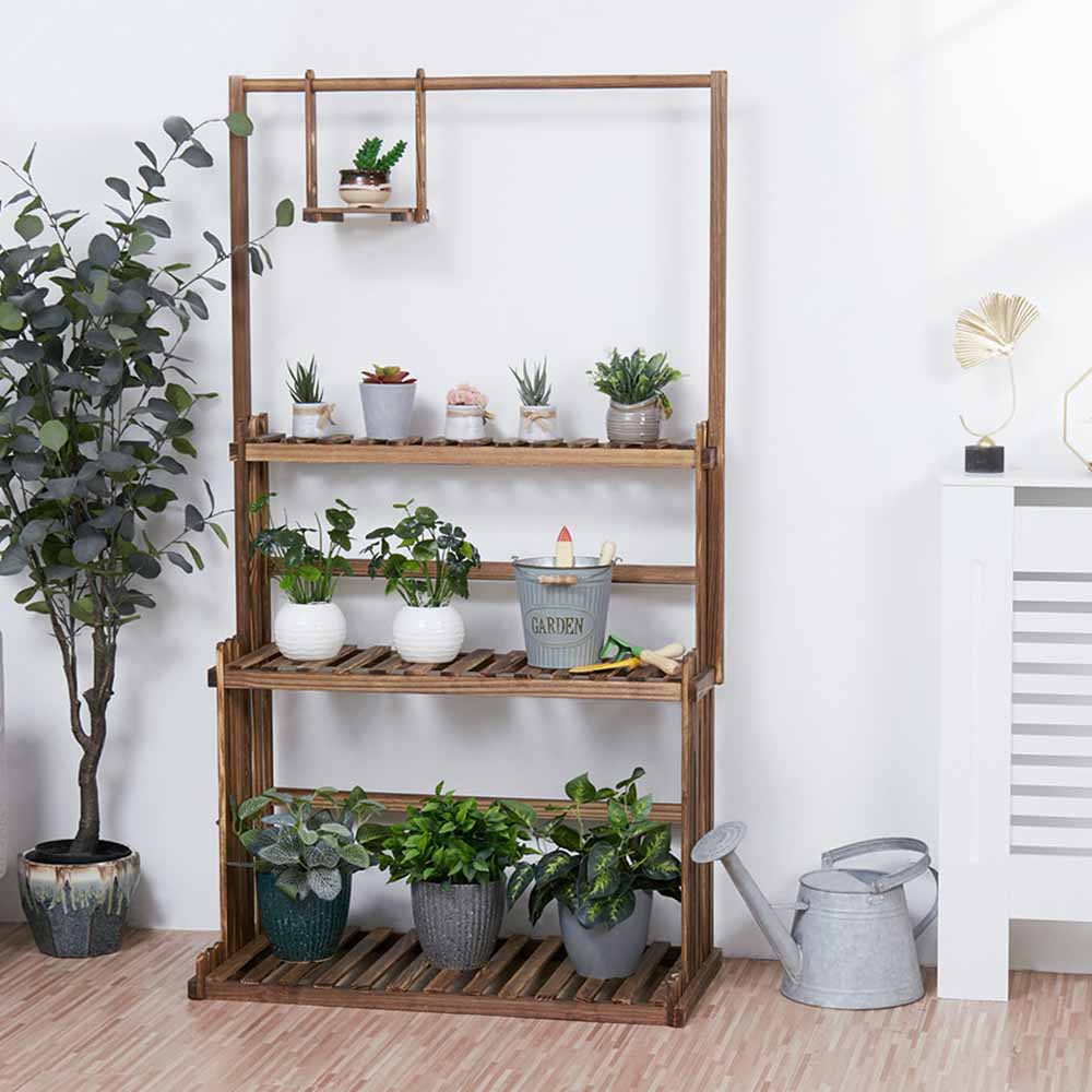 3-Tier Hanging Wood Plant Stand Flower Pot Organizer Rack