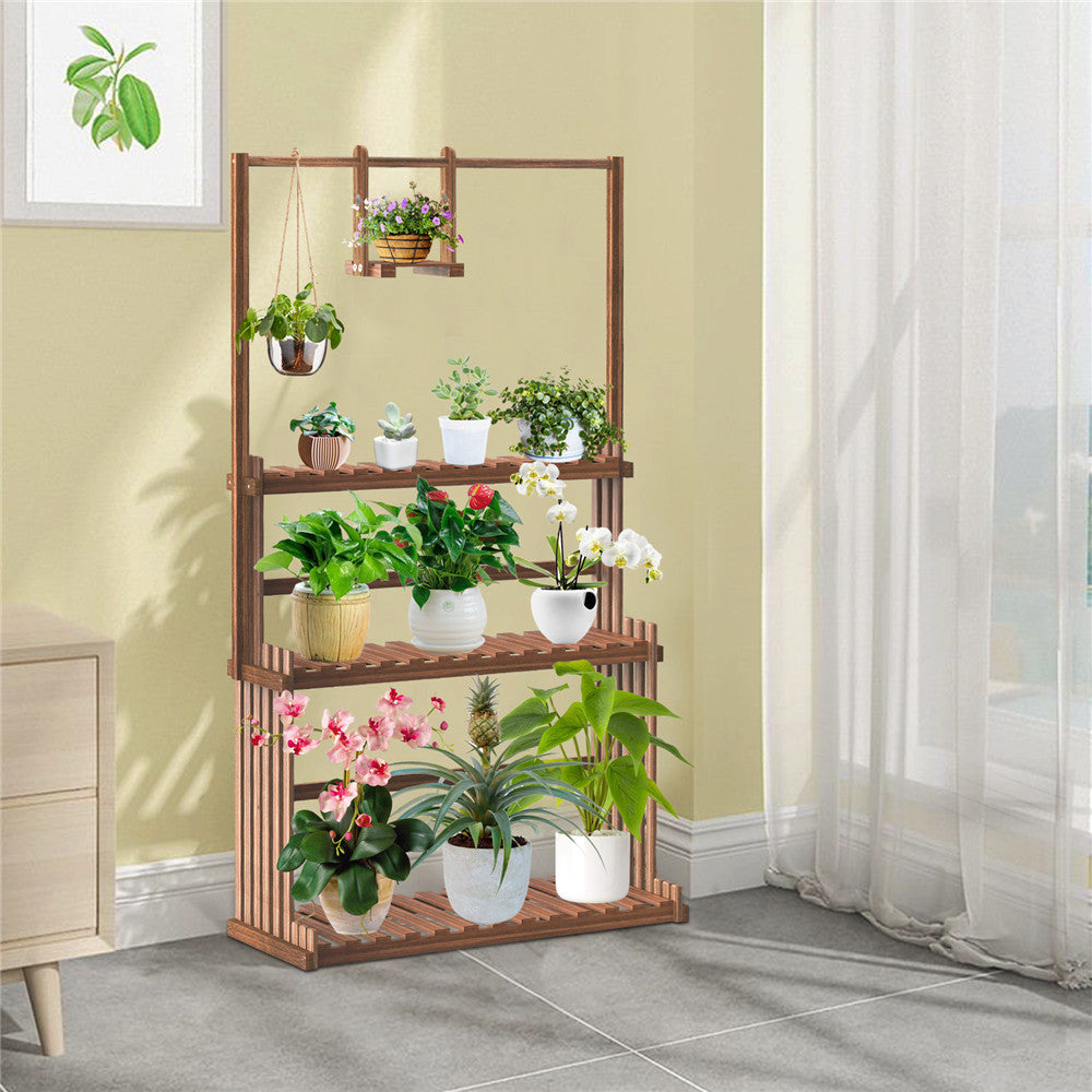 3-Tier Hanging Wood Plant Stand Flower Pot Organizer Rack