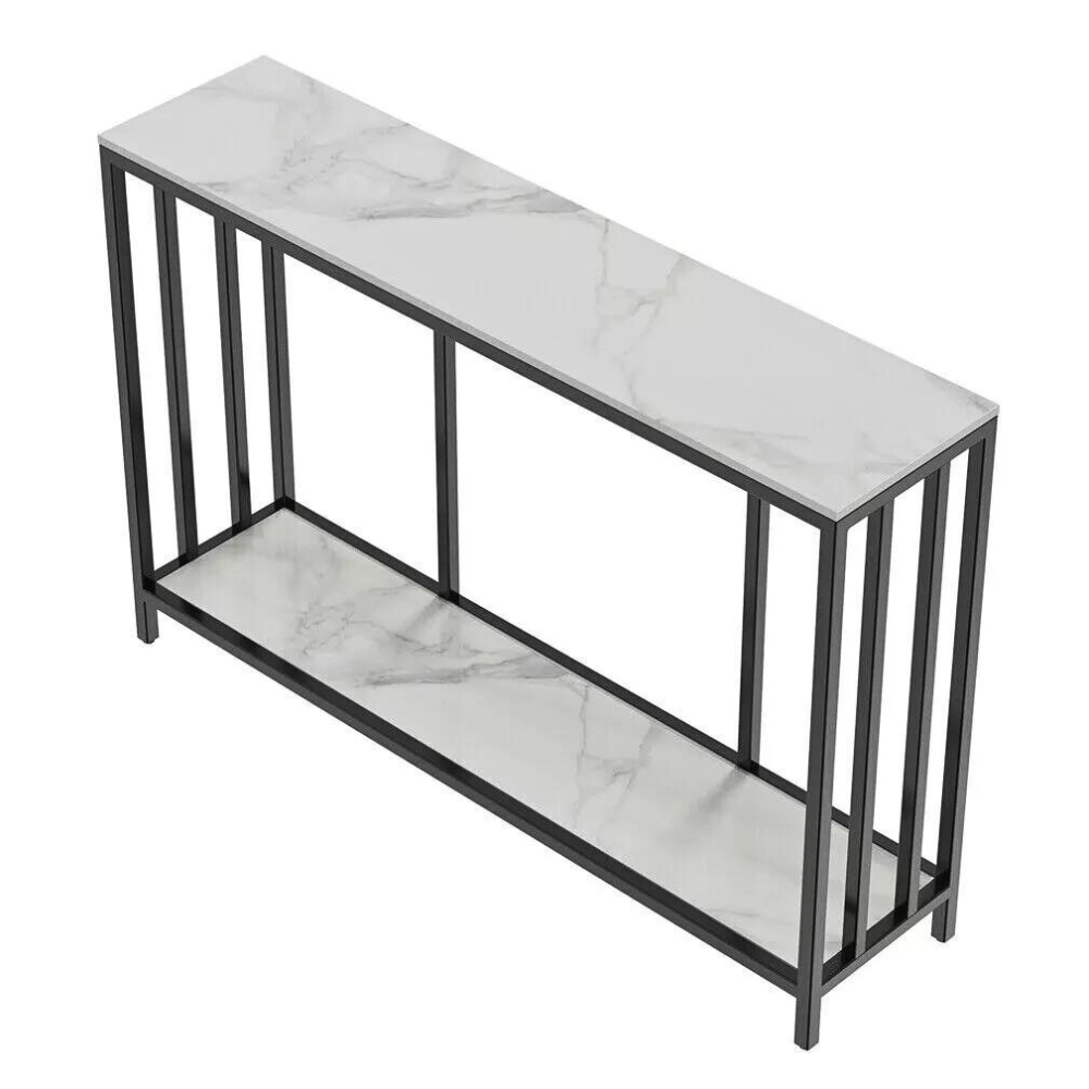 47.2” Console Table Sintered Stone Entryway Table with Metal Base