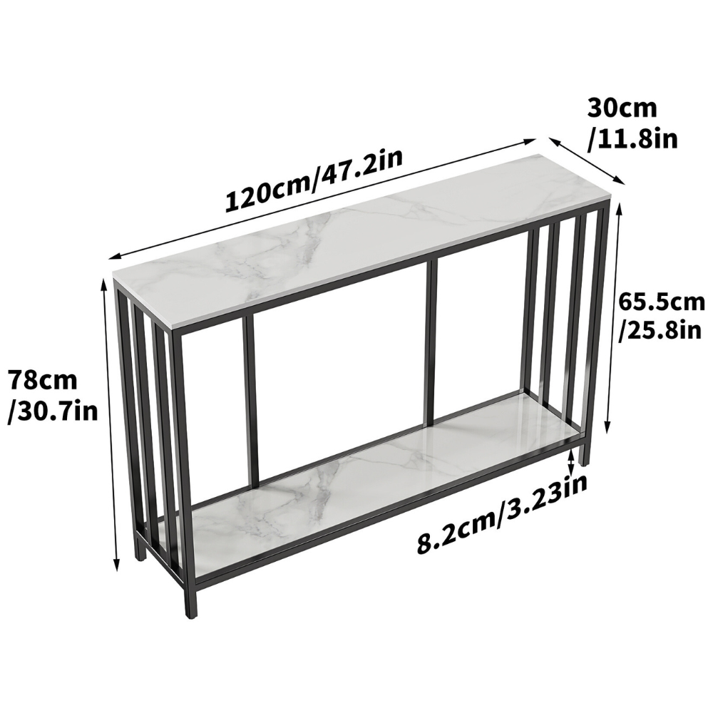 47.2” Console Table Sintered Stone Entryway Table with Metal Base