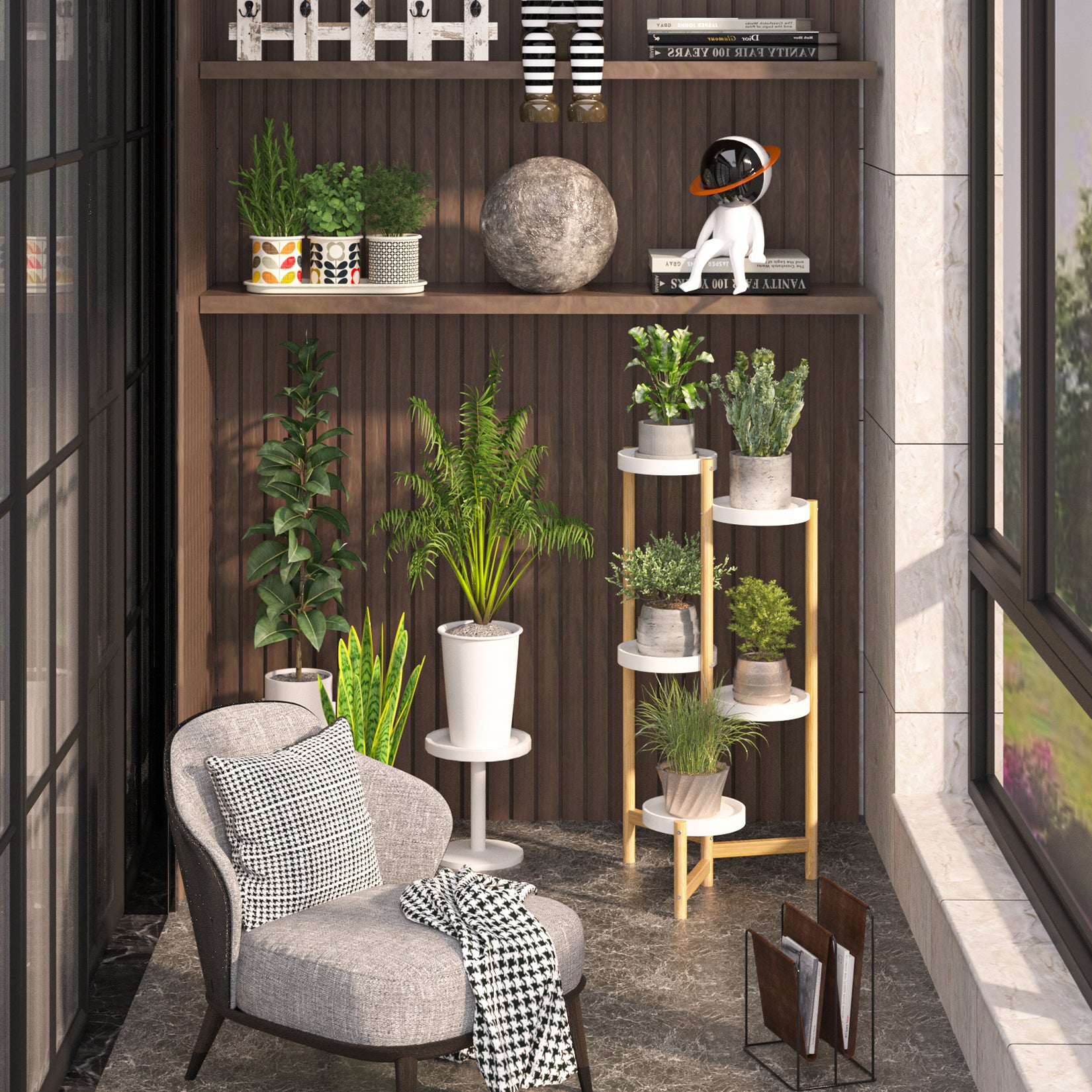 5 Tier Tall Corner Plant Stand Holder and Display Rack