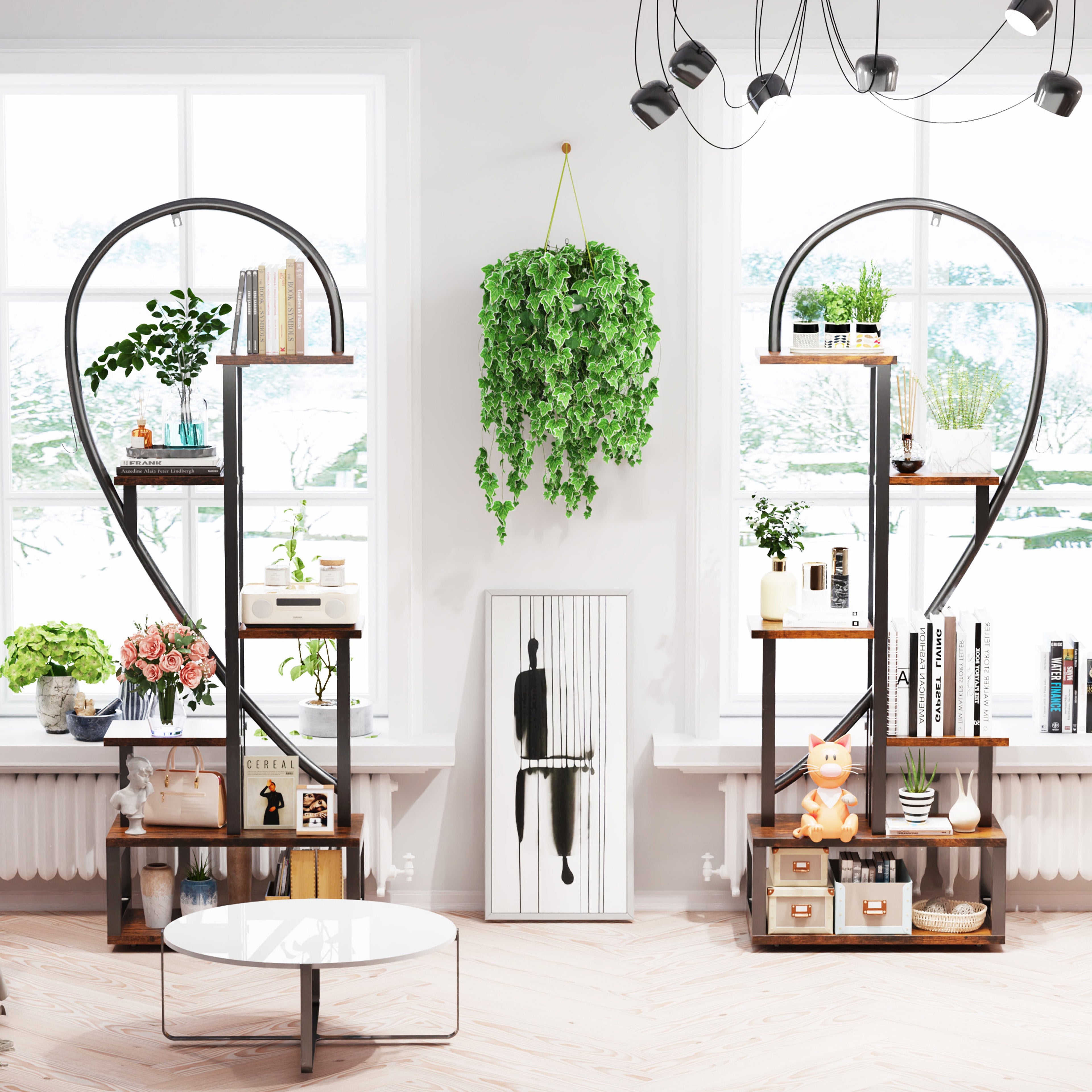 6 Tier Metal Plant Shelf Heart Shape Ladder Plant Stands