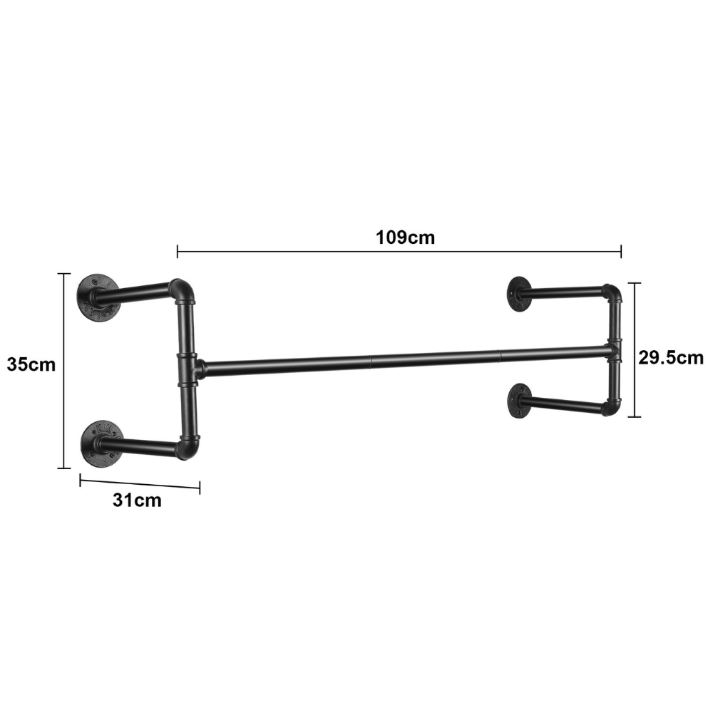 Industrial Pipe Clothes Rack Wall Mounted Detachable Garment Rack