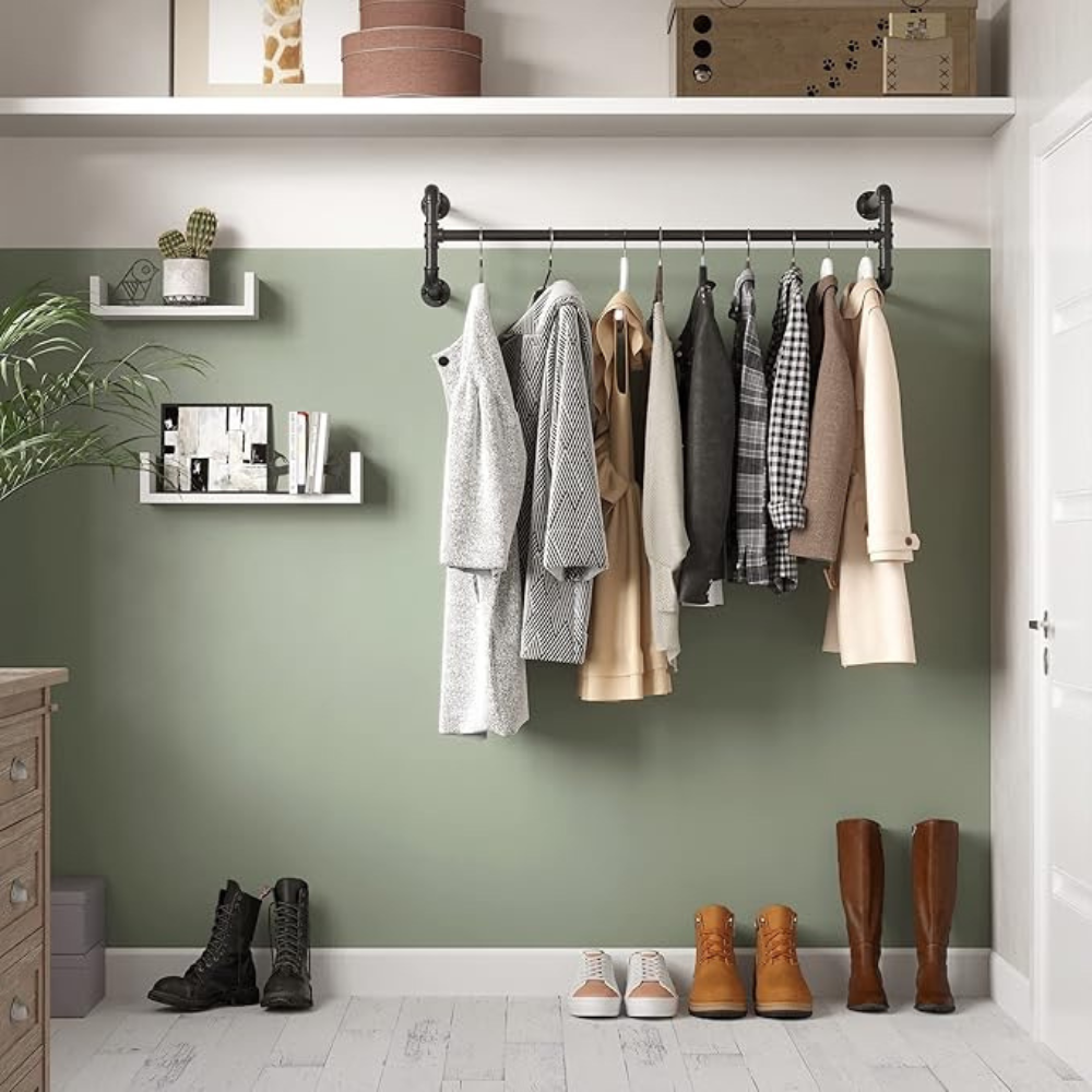 Industrial Pipe Clothes Rack Wall Mounted Detachable Garment Rack