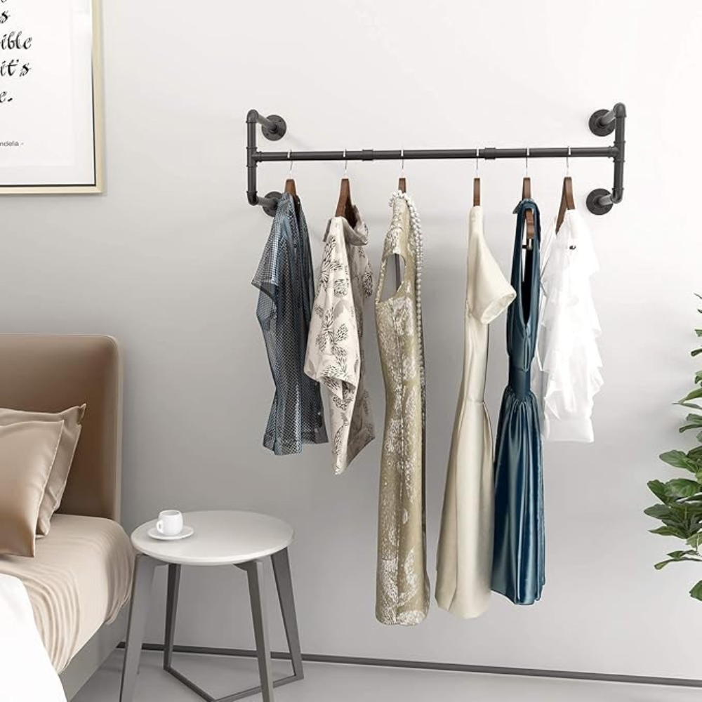 Industrial Pipe Clothes Rack Wall Mounted Detachable Garment Rack