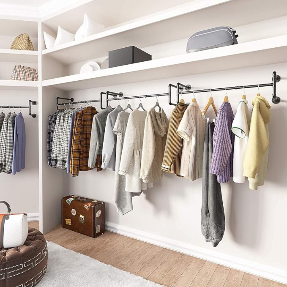 Industrial Pipe Clothes Rack Wall Mounted Detachable Garment Rack