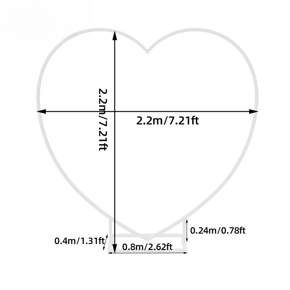 Heart Shaped White Metal Balloon Arch Stand Frame Display Kit for Wedding