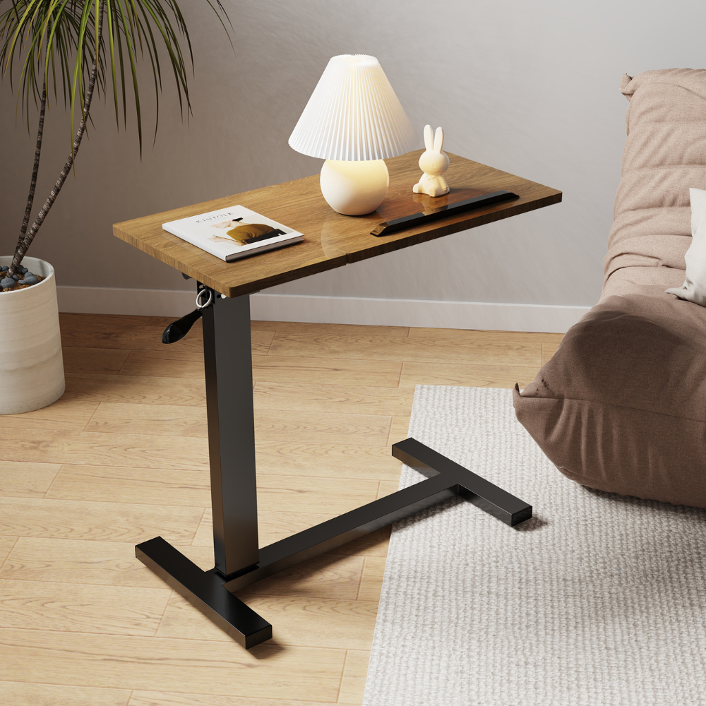 Split Top Tilting Adjustable Overbed Table with Wheels