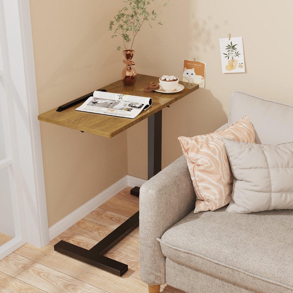 Split Top Tilting Adjustable Overbed Table with Wheels