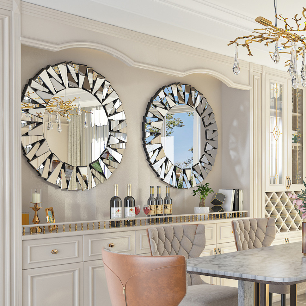 Stunning 32 Silver Round Wall Mirror