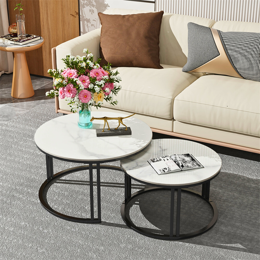 2 Pack Marble Nesting Coffee Table Set
