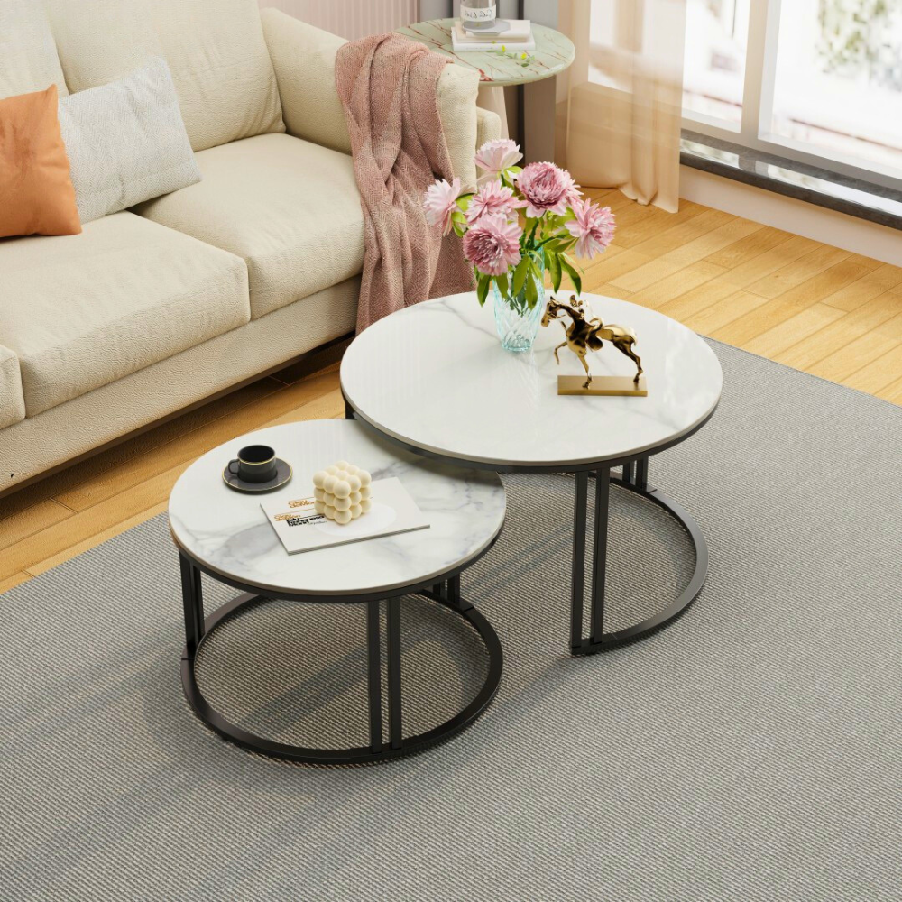 2 Pack Marble Nesting Coffee Table Set