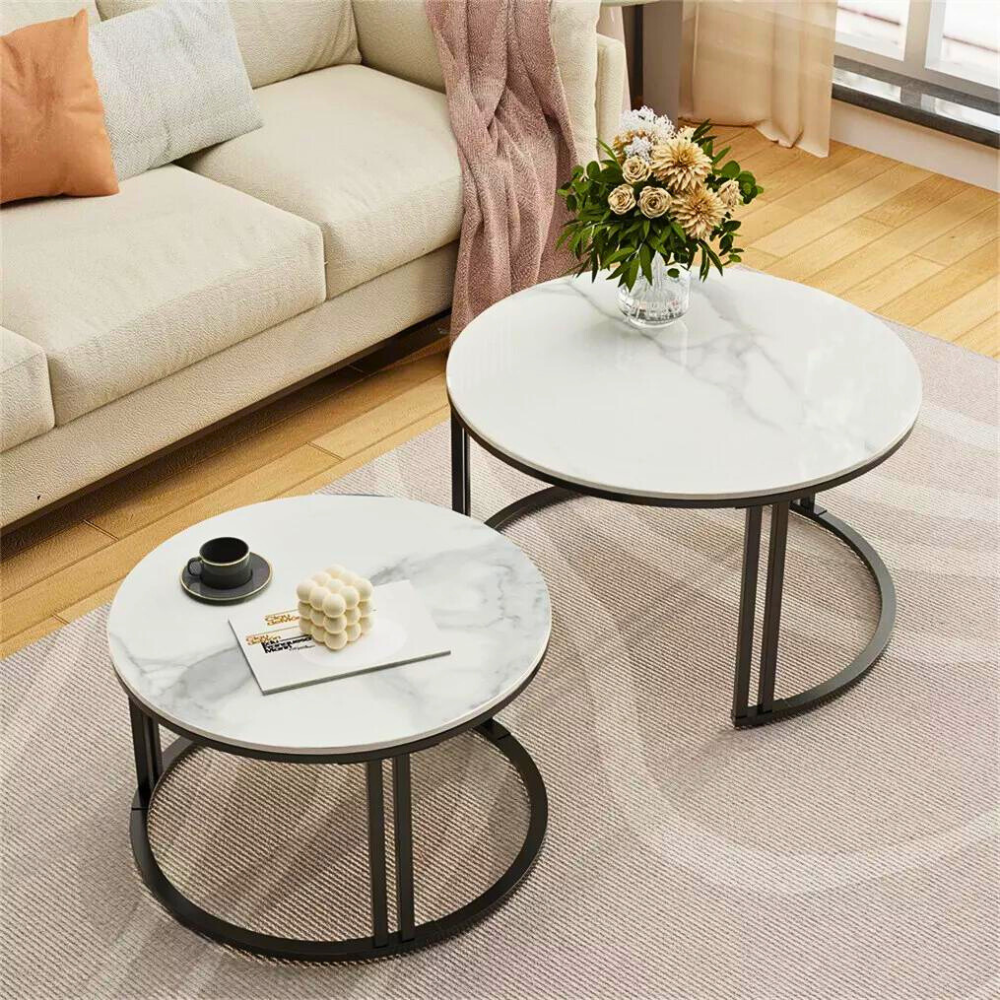 2 Pack Marble Nesting Coffee Table Set