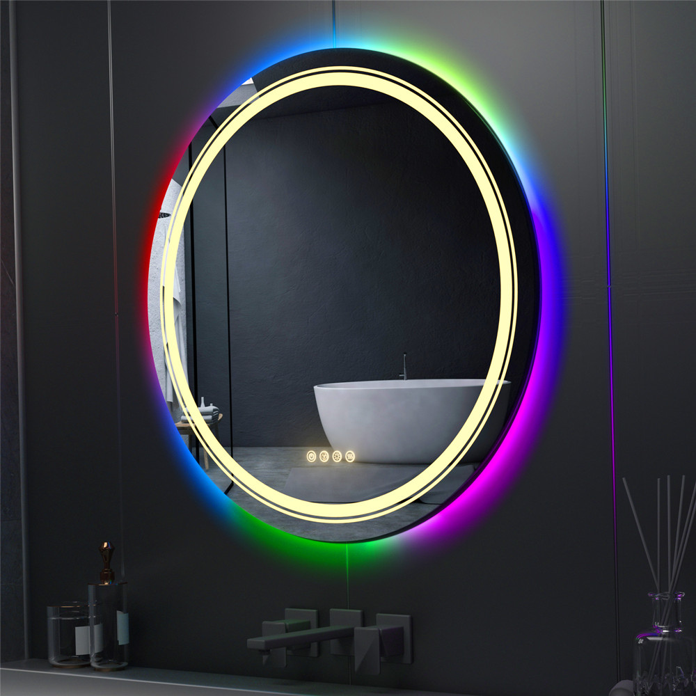 Round Bathroom Mirror with LED RGB Light