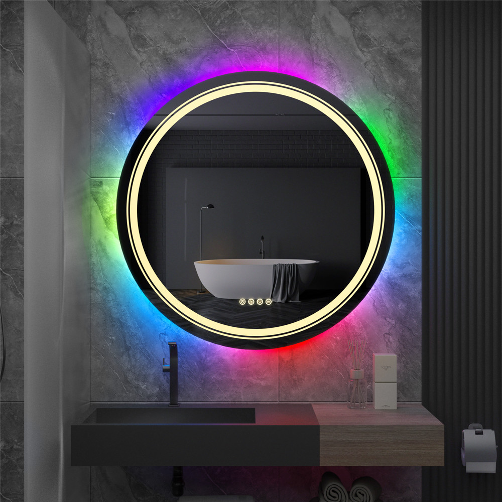 Round Bathroom Mirror with LED RGB Light