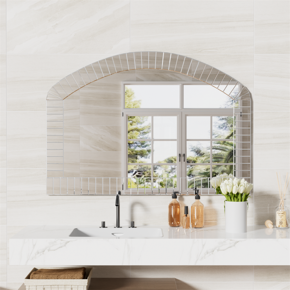 Large Beveled Glass Wall Mirror