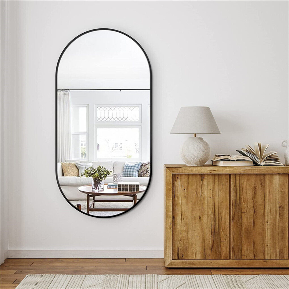 Stunning Oval Black Metal Wall Mirror