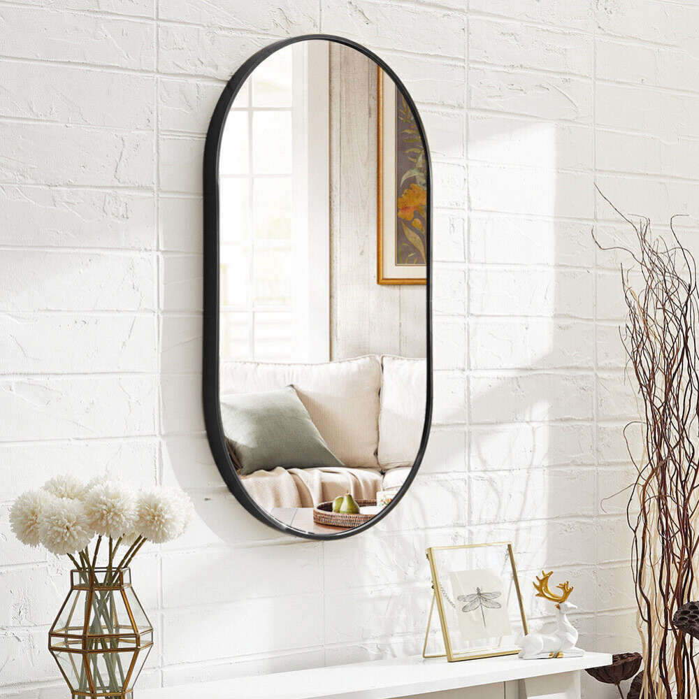Stunning Oval Black Metal Wall Mirror