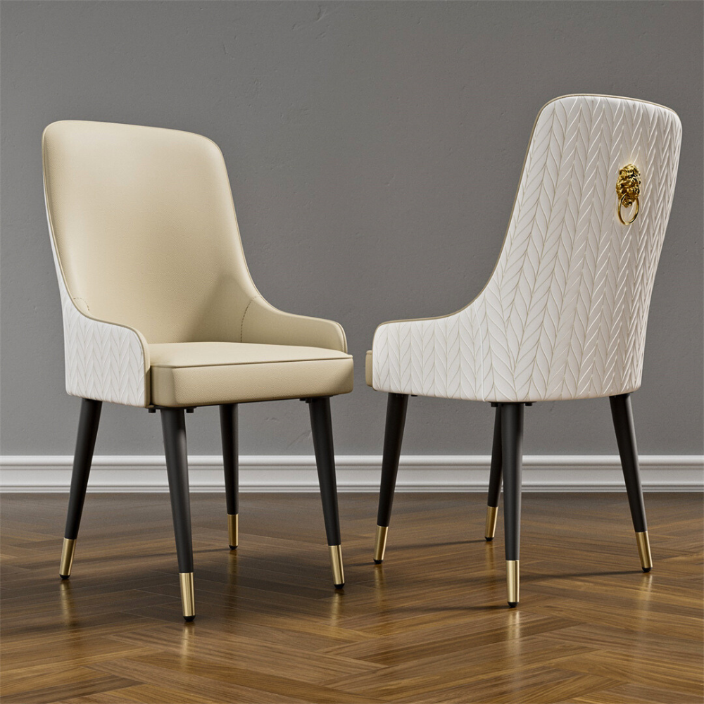 Stylish PU Leather Dining Chairs with Metal Legs