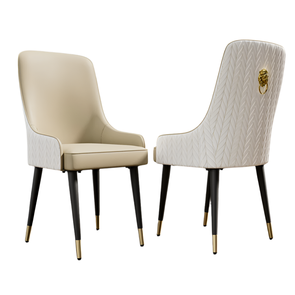 Stylish PU Leather Dining Chairs with Metal Legs