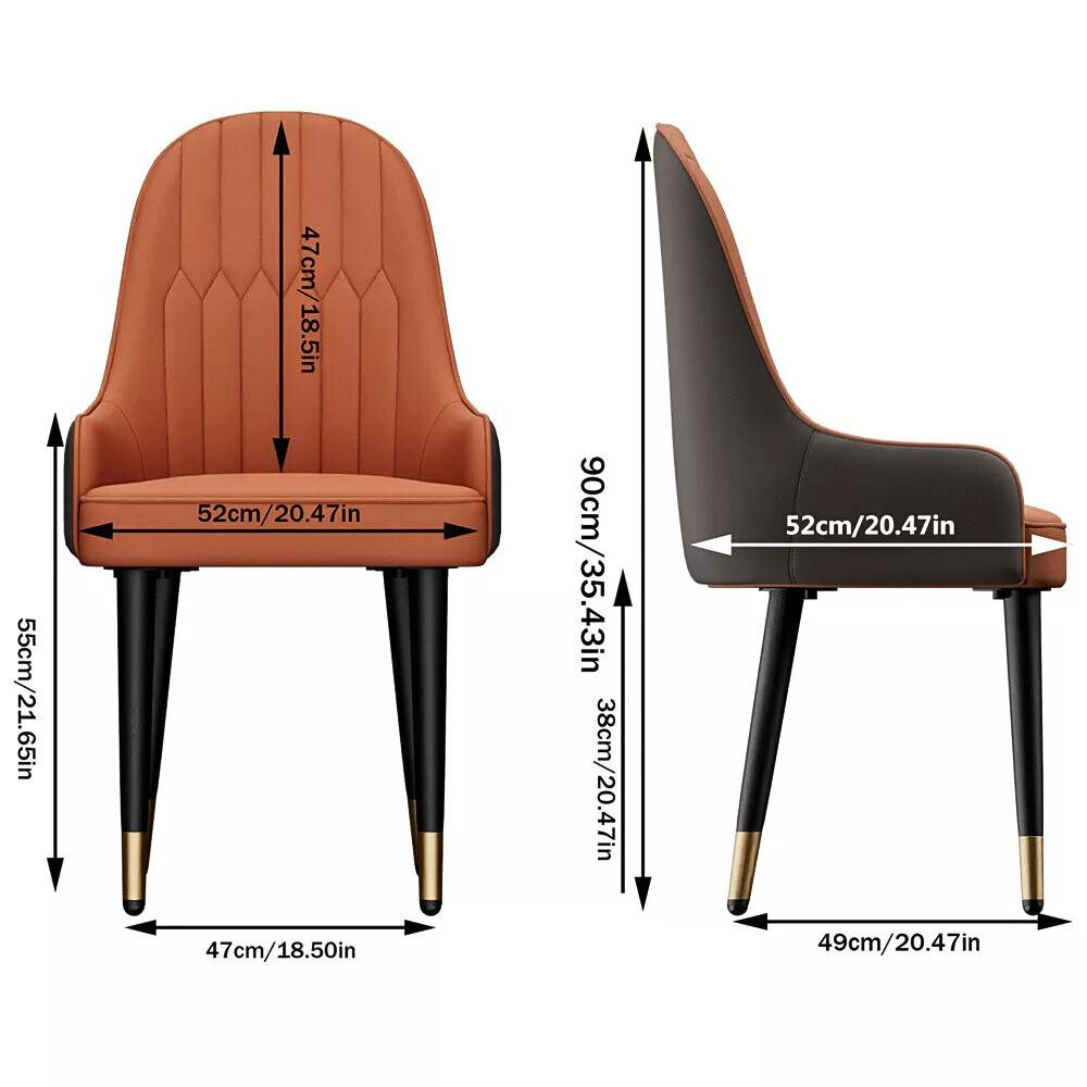 Stylish PU Leather Dining Chairs with Metal Legs
