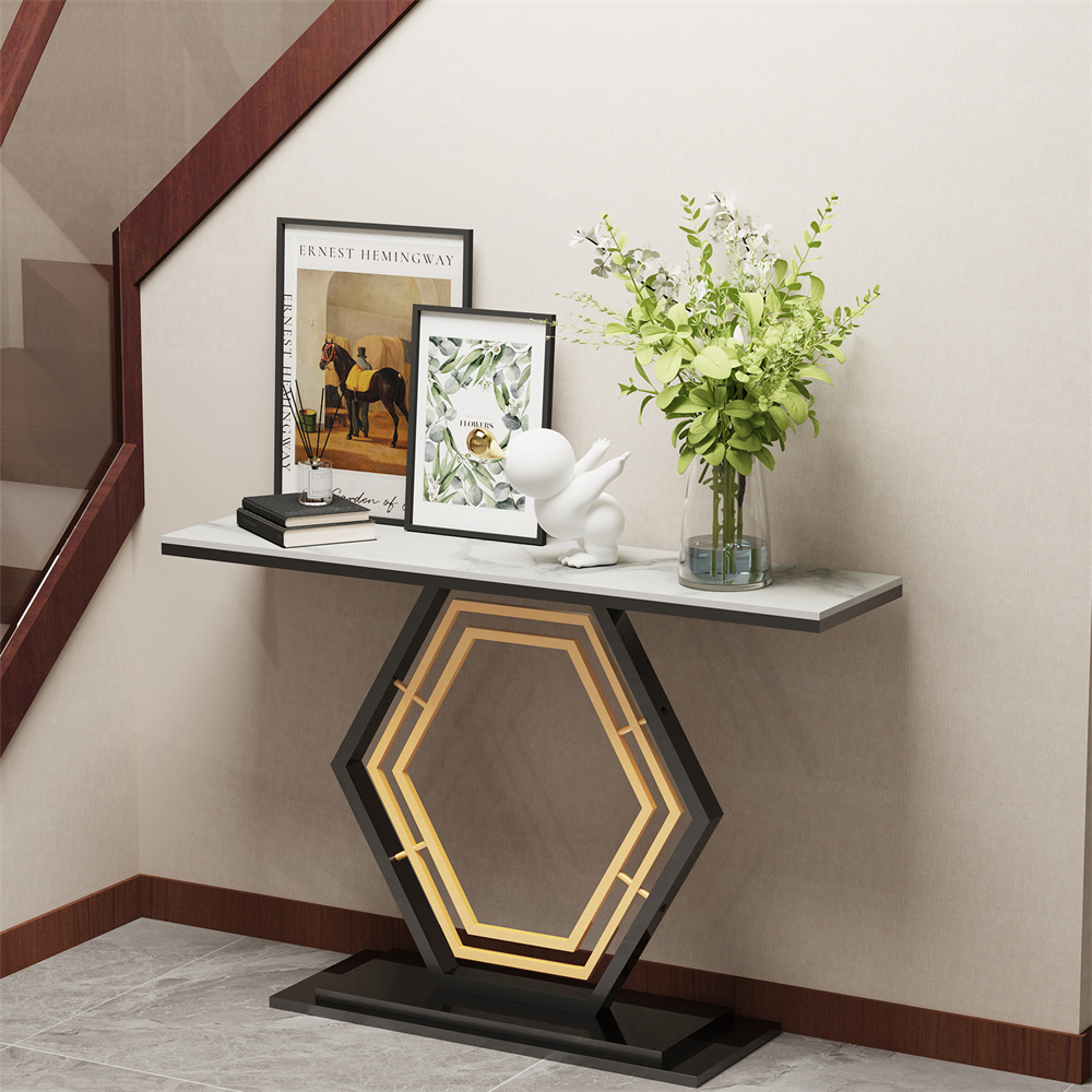 Stylish Console Table with Geometric Design and Durable Sintered Stone Top