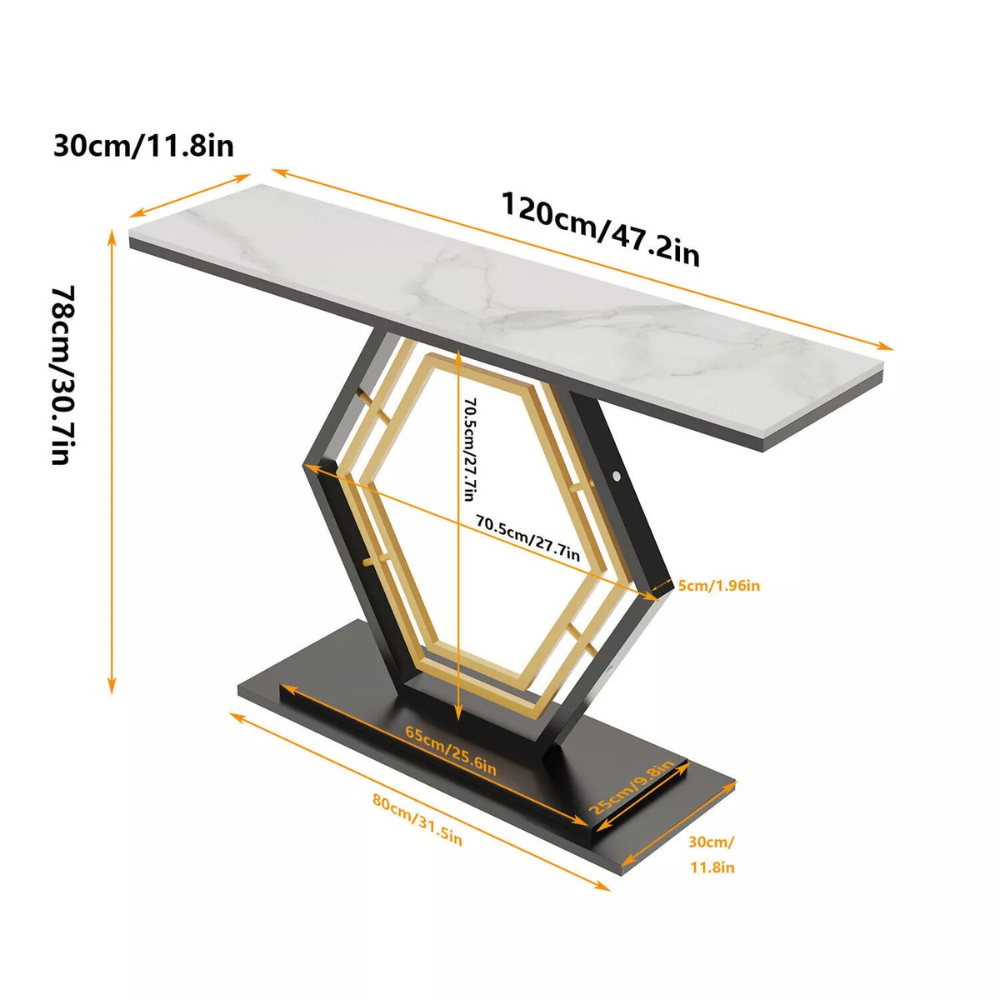 Stylish Console Table with Geometric Design and Durable Sintered Stone Top