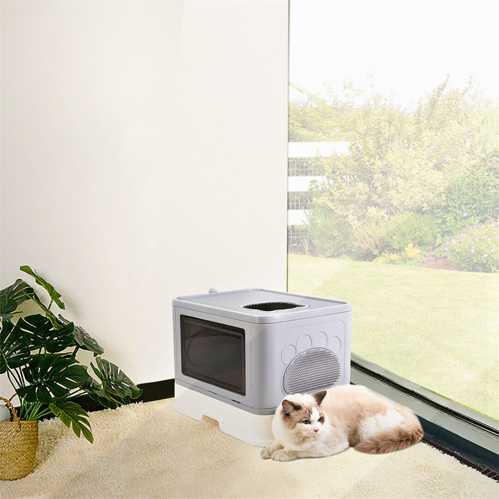 Stylish Cat Litter Box Enclosure with Portable Scoop Drawer