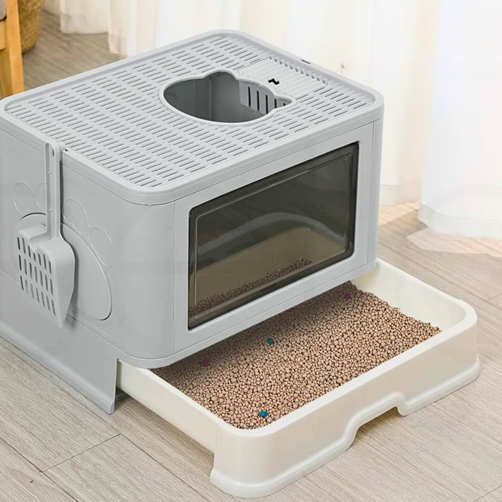 Stylish Cat Litter Box Enclosure with Portable Scoop Drawer