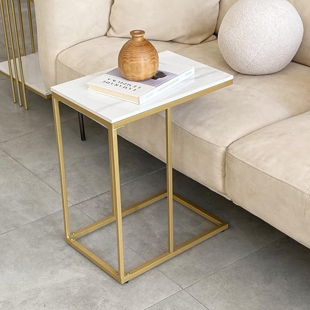 Marble C-Shaped Sofa Side Table