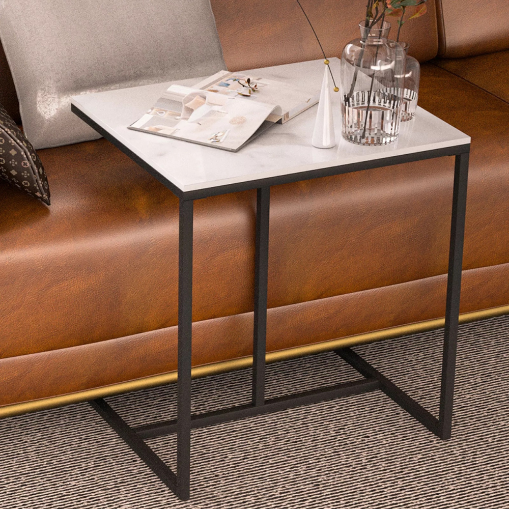 Marble C-Shaped Sofa Side Table