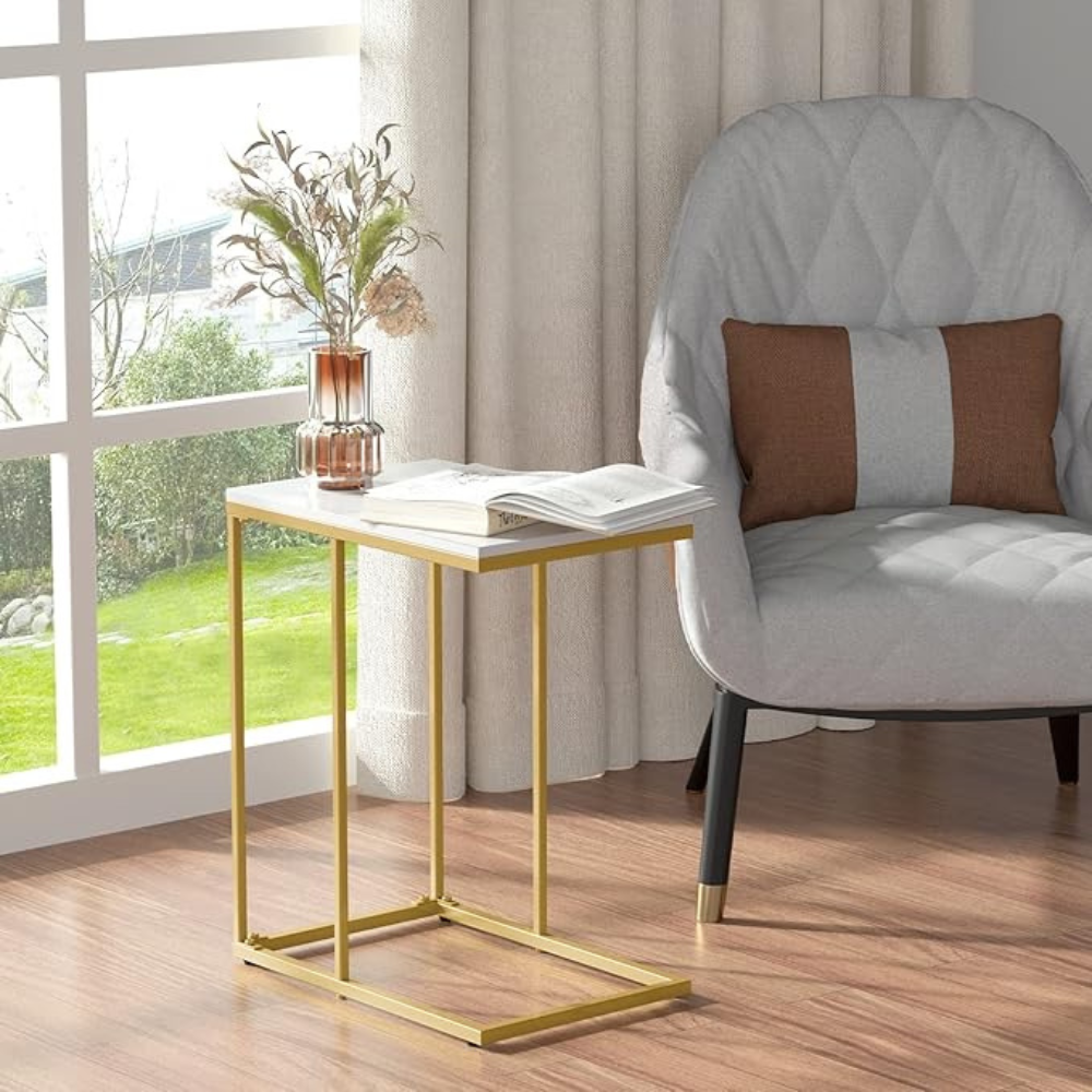 Marble C-Shaped Sofa Side Table