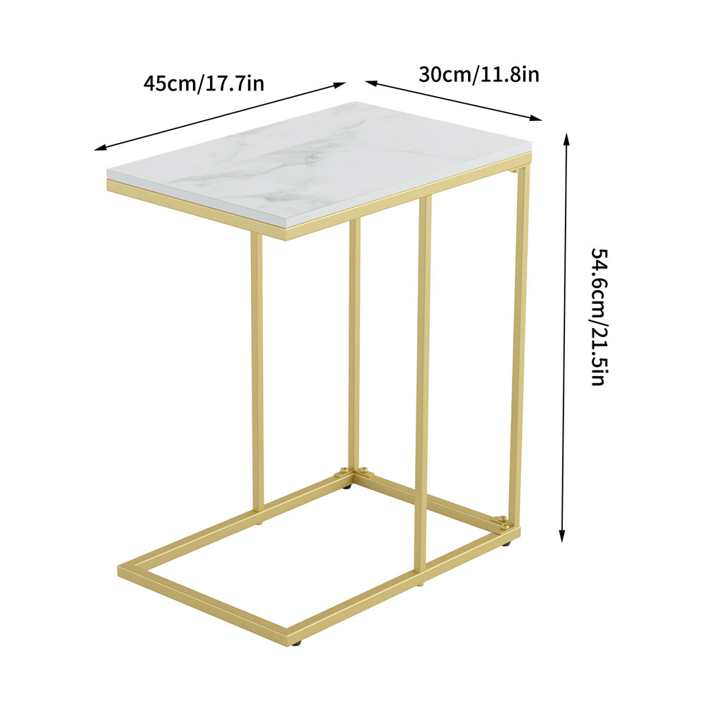 Marble C-Shaped Sofa Side Table