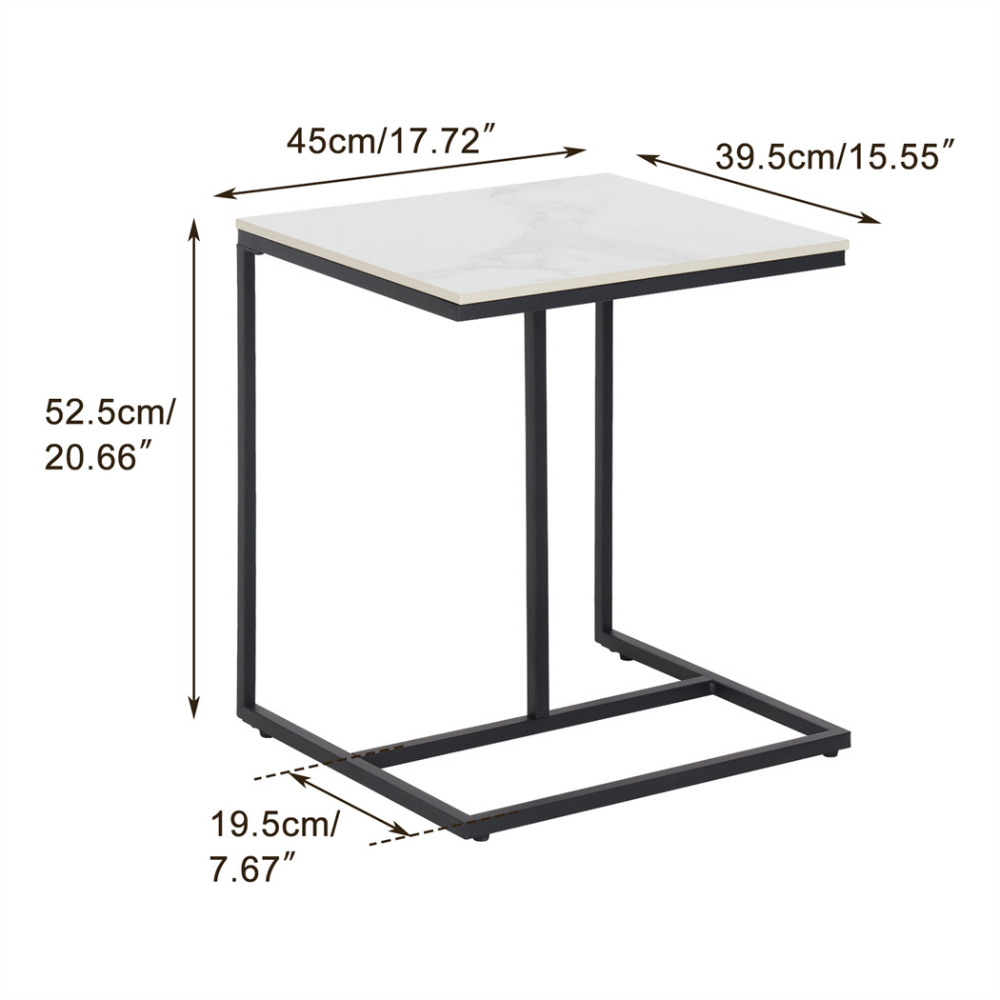 Marble C-Shaped Sofa Side Table