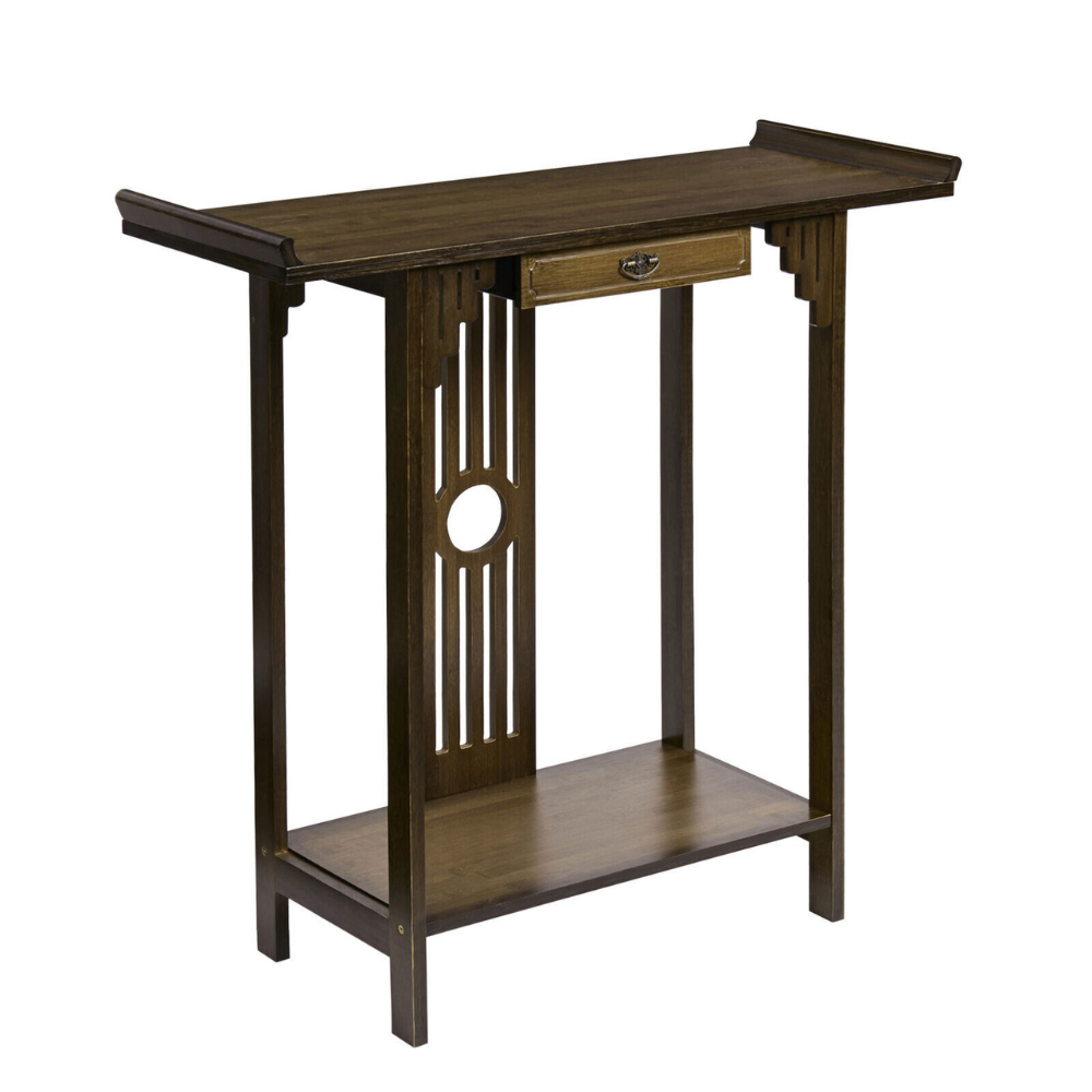 Elegant Wood Entryway Console Table with Drawer and Shelf