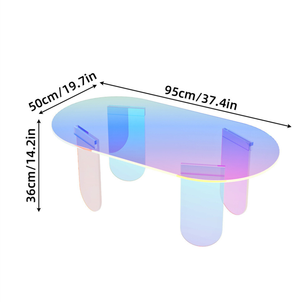 Shatterproof Iridescent Clear Acrylic Coffee Table