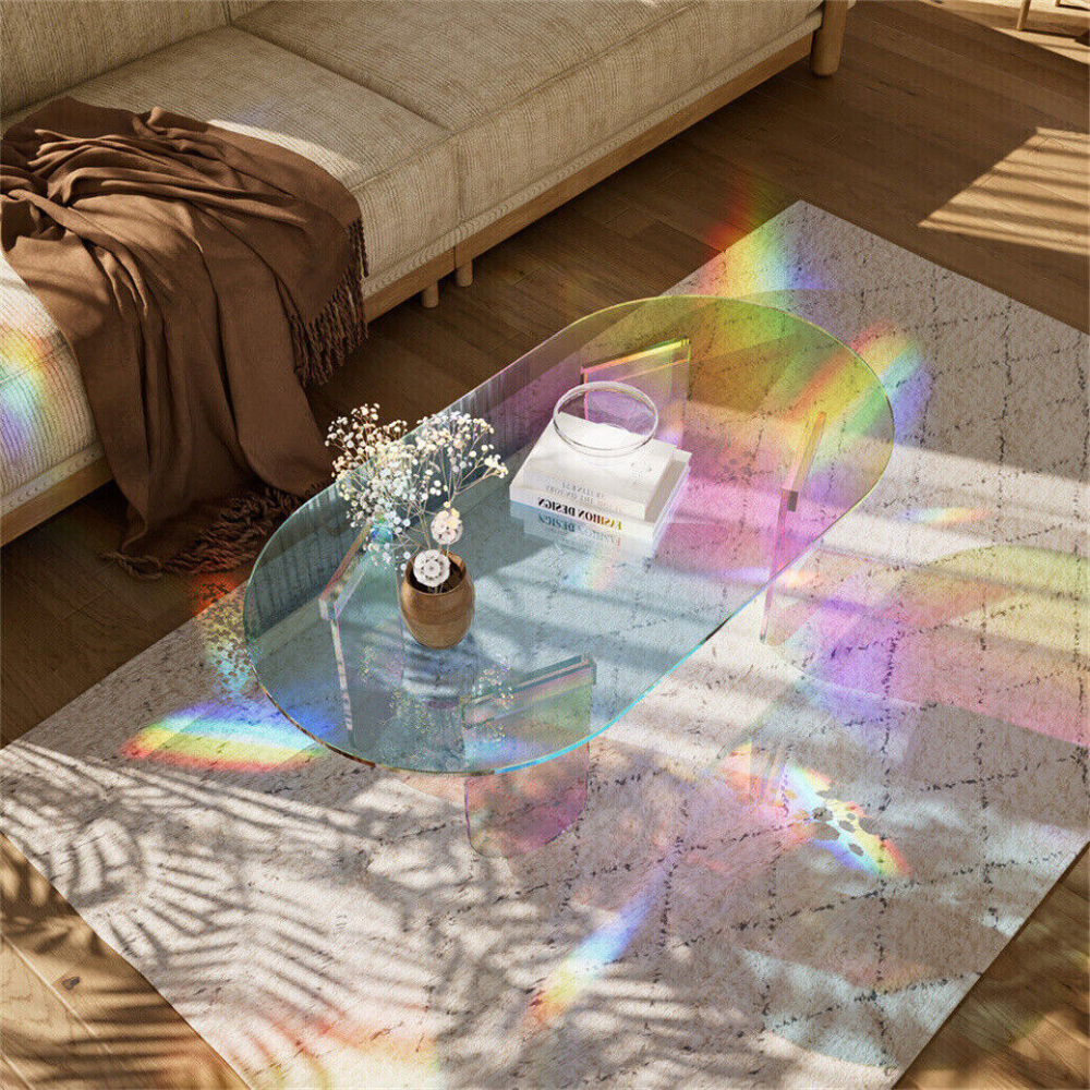 Shatterproof Iridescent Clear Acrylic Coffee Table