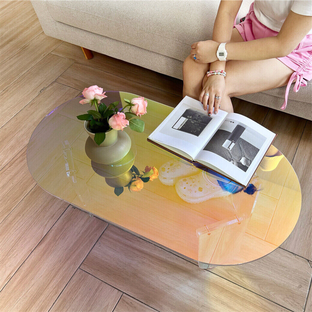 Shatterproof Iridescent Clear Acrylic Coffee Table