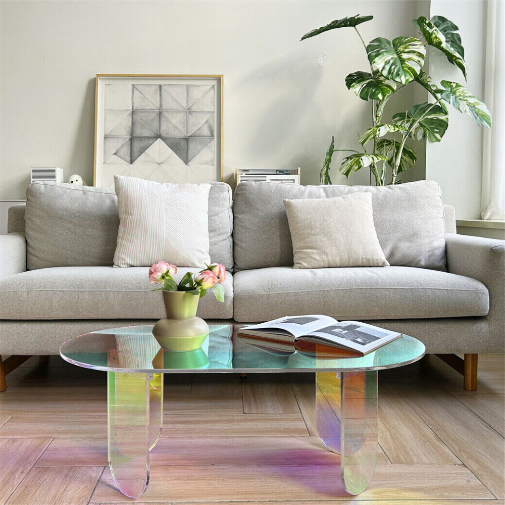 Shatterproof Iridescent Clear Acrylic Coffee Table