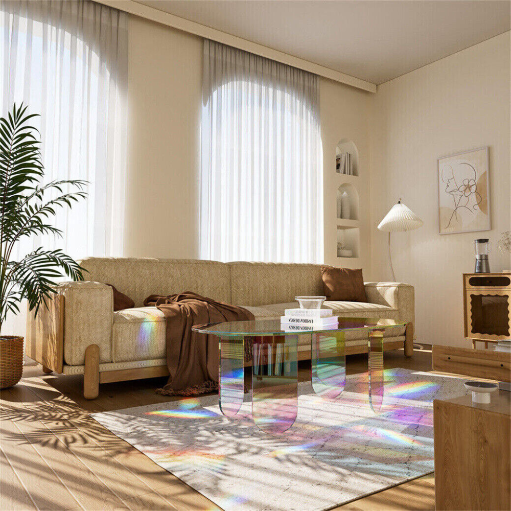 Shatterproof Iridescent Clear Acrylic Coffee Table